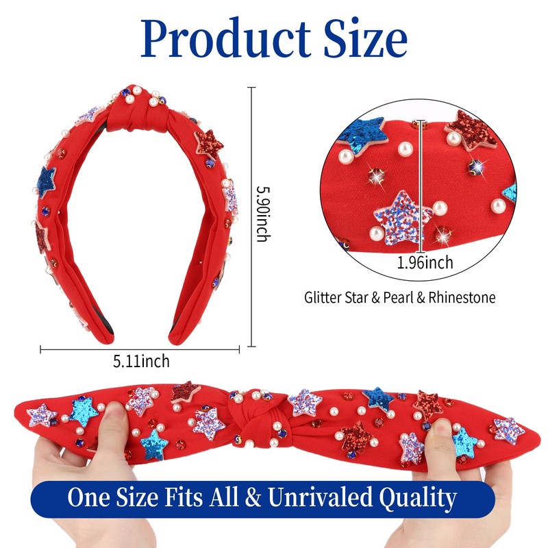 CIEHER 4 th of July Headband for Women Girls Knotted