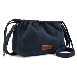 Wrangler Purse for Women Small Crossbody Bags Soft Lightweight Cross Body Purses Navy Blue Cute Drawstring Shoulder Bag with Magnetic Closure WG227-602NY