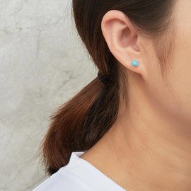 Philip Jones Sterling Silver Turquoise Earrings Created with Zircondia® Crystals