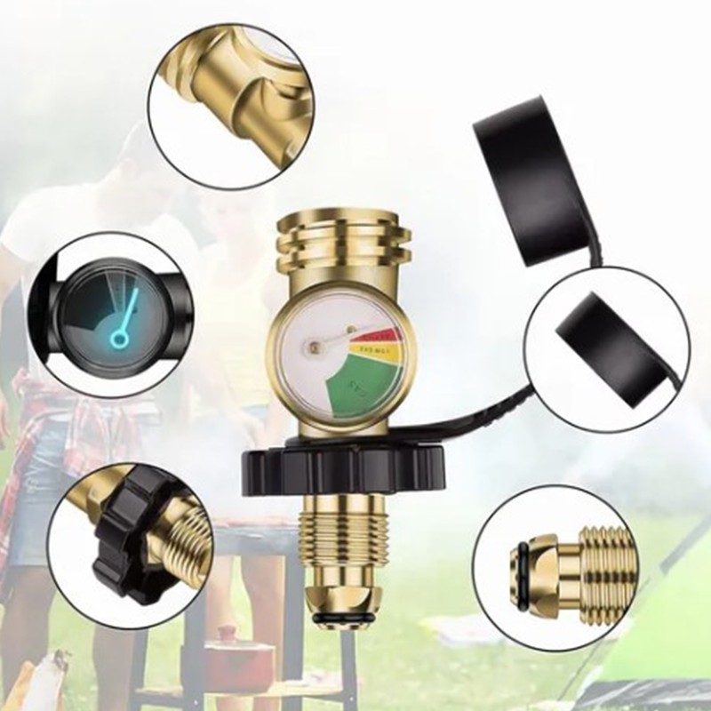 POL to QCC Thread Gas Tank Refill Adapter with Gauge