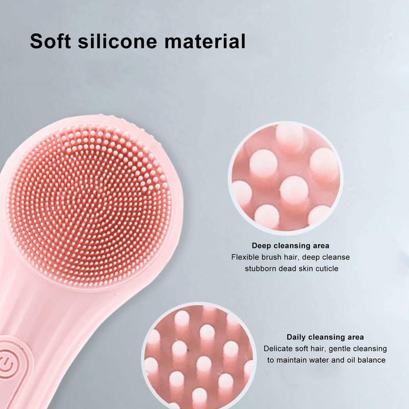 Electric Face Cleansing Brush Vibration Heating Waterproof Silicone Facial Deep
