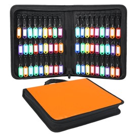 Zippered Key Case with Handle, Key Organizer, Fireproof and Waterproof Key Binder with 54 Hooks and Tags Portable Key Storage Book for Offices Real Estate Agencies Hotels and Rental Management