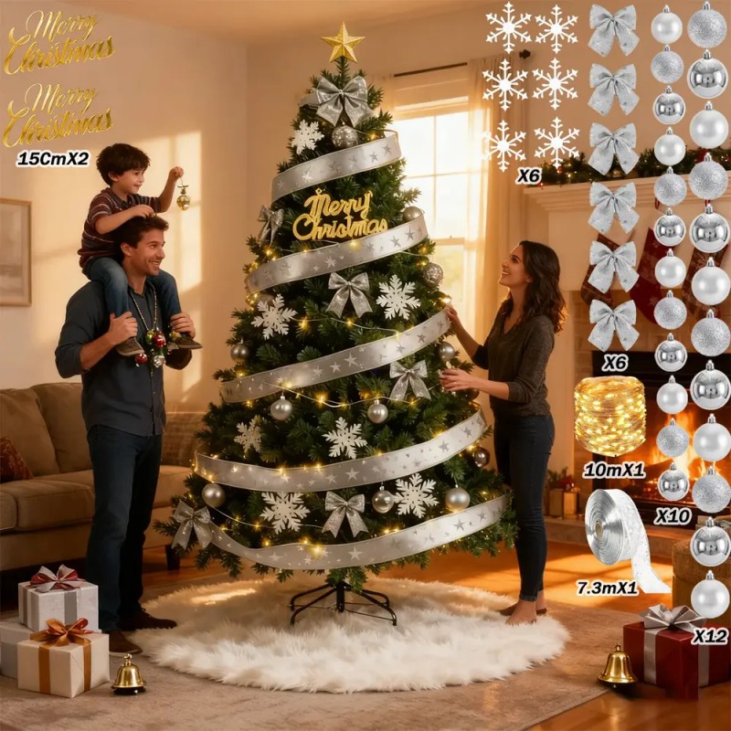 HERFLOS INTERACTIVO - Árboles De Navidad 2.2m Verde Pino Artificial