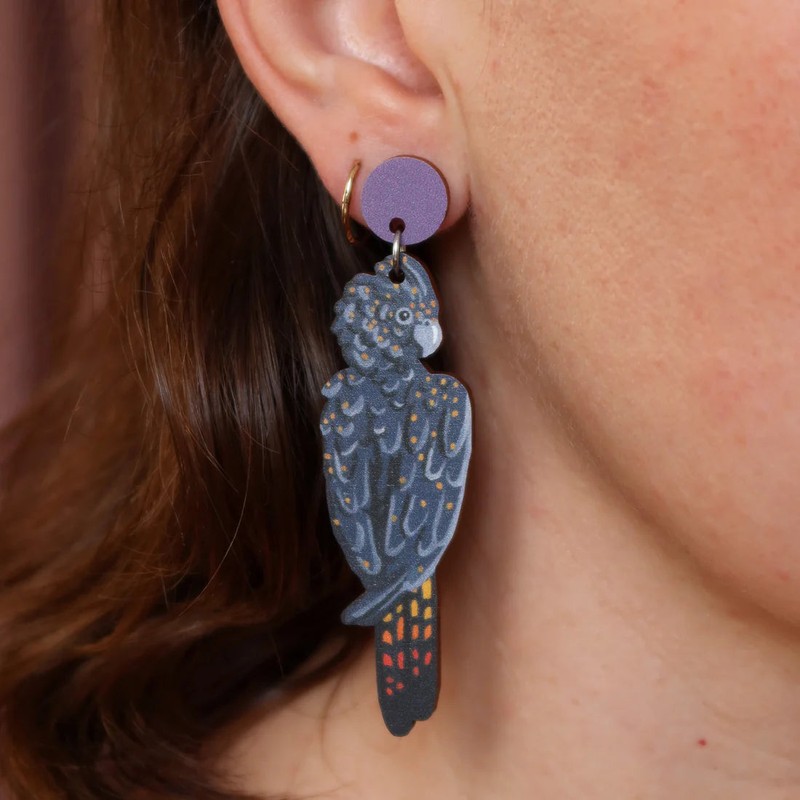 Pixie Nut & Co. Black Cockatoo Earrings