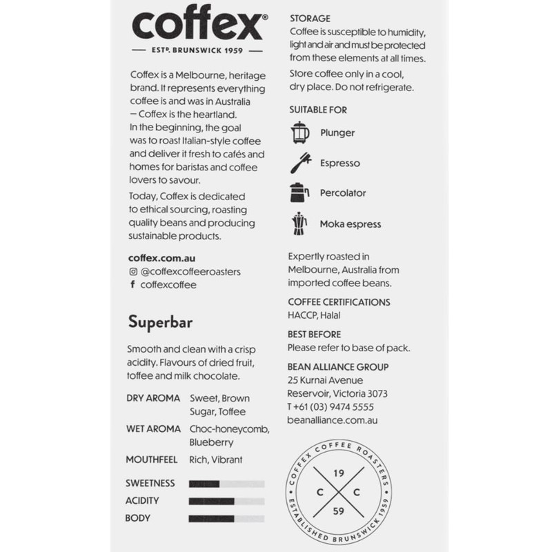 Coffex ground coffee (250g, Superbar)