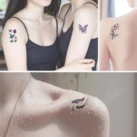Yesallwas Butterfly Tattoo Stickers, Long Lasting, Set of 30, Tattoo Stickers, Butterfly, Tattoo Stickers, Body Stickers, Waterproof, Women's, 2.2 x 3.8 inches (5.7 x 9.7 cm) (Y)