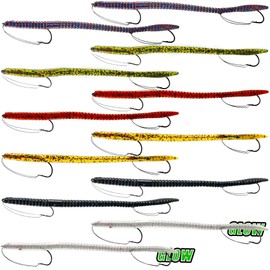 VMSIXVM Fishing Lures Bass Lures, Weedless Pre Rigged Bionic Sinking Bass Fishing Lure Soft Plastic Swimbaits for Trout, Walleye, Crappie, Fishing Worm Swim Baits Minnows for Saltwater Freshwater