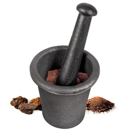 Cast Iron Mortar Pestle Tool Set Rock-Ore Crusher Grinder Large Size 8 Pound / 3.6KG, Crush Tool of Gold Panning, Multipurpose for Kitchen Spices Grinder Smasher