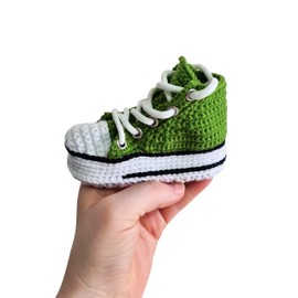 Organic Green Handmade Baby Booties: Newborn Cotton/Wool Crochet Slippers - Natural Knit Canvas Socks for Ultimate Comfort