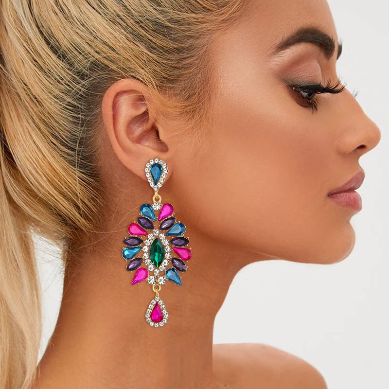 EVER FAITH Austrian Crystal Prom Teardrop Marquise Statement Chandelier Earrings