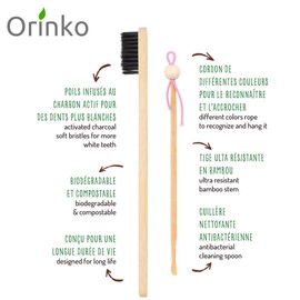 orinko Set of 4 toothbrushes + 4 bamboo toothbrushes