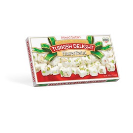Hazer Baba Sultan Turkish Delight Candy, Mixed Nuts with Double Roasted Pistachio, Almond & Hazelnut, Gourmet Snack Box, Vegan, Lokum, Loukumi, Delicias Turcas, Halal, Kosher, 12.3oz (350g)