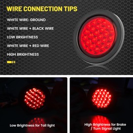 Oyviny 4 Inch 24LED Round LED Trailer Tail Light with Surface Mount Grommet, IP65 Super Bright W/Reflector Bowl 24LED Stop Turn Brake Tail Lights 12V DC for Trailer, Bus, Trucks, 2PCS