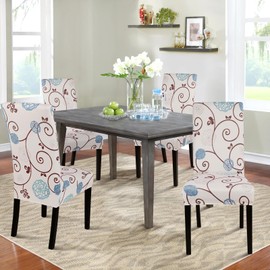 SearchI Dining Room Chair Covers Set of 4, Stretch Printed Parsons Chair Slipcovers Super Fit Spandex Removable Washable Kitchen Chair Protector Cover for Dining Room, Hotel, Ceremony (Ball Flower)