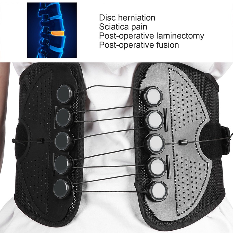 Lower Back Brace Adjustable Lumbar Brace Pulley Compression for Herniated