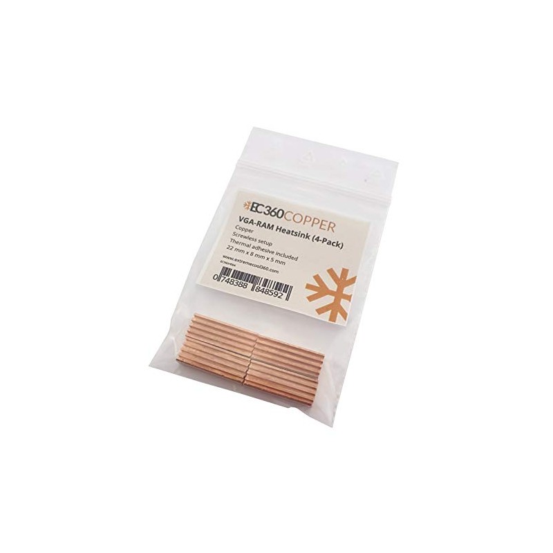 EC360® Copper 4-Pack VGA-RAM Copper Cooler/Heatsink (22 x 8 x