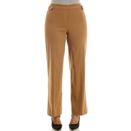 Zac & Rachel Women's Pull on Millennium Wide Leg Pant w/Hardware Waist Tabs, Toasted Coconut