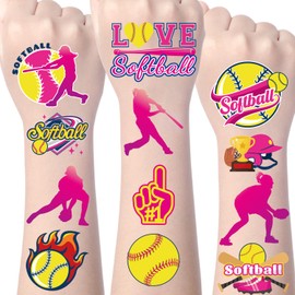 Yoyuspy Softball Temporary Tattoos Decorations - 200+ Softball Birthday Party Decorations Favors Supplies Sports Fake Face Temporary Tattoos Stickers for Girls Boys