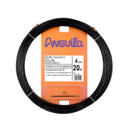 Anguila - Nylon-Einzelfaser-Kabeleinziehhilfe, 20 m, Durchmesser 4 mm, wechselbare Endstücke, schwarz