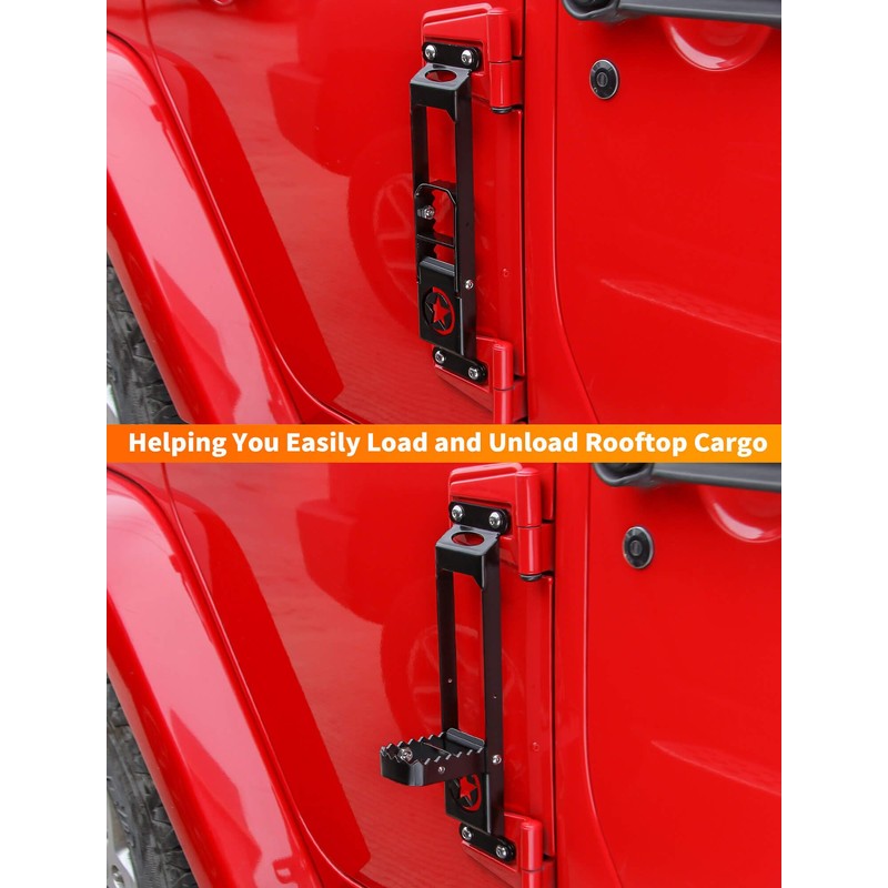 Savadicar 2 Pack Door Hinge Steps, Foldable Metal Foot Pegs