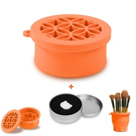 Iborrys - cepillo para polvo de maquillaje de silicona para limpieza – Portaescobillas de silicona plegable portátil, cepillo para polvo de maquillaje incrustado en la parte inferior, limpiador y secador de brochas de maquillaje 2 en 1 Diseño 2 en 1, Nar