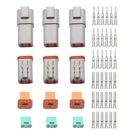 SanilParts 3 Sets 6 Pin Way DT Series Connector, DT04-6P DT06-6S Waterproof Connector, 13 Amps Continuous 14-18 AWG Electrical Wire Connector