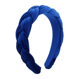 Nepenthion Velvet Braided Headbands for Women Velvet Headbands Stretchy Comfortable Non-Slip Hair Accessories (Royal Blue, Adult)