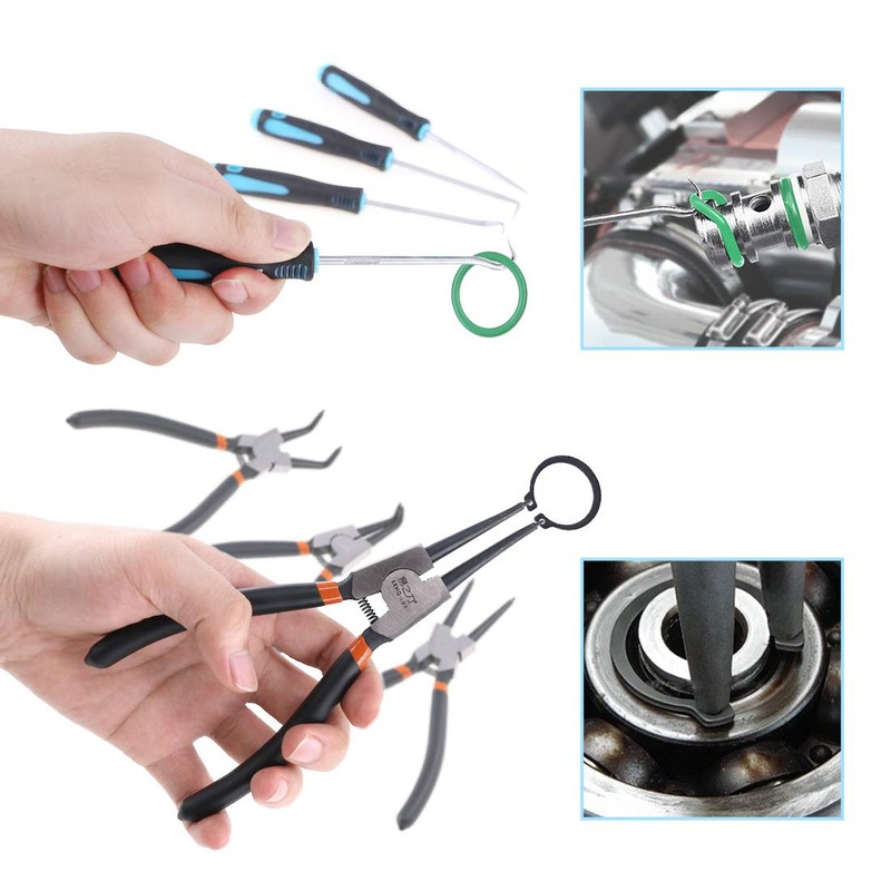 Glarks 4Pcs 7-Inch Internal/External Circlip Plier Snap Ring Pliers with