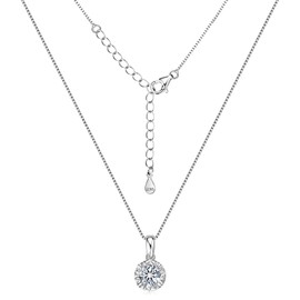 Moissanite Necklaces for Women, 1CT/2CT/3CT Solitaire Pendant with D Color VVS1 Clarity Lab Created Imitation Diamond, 925 Sterling Silver Jewelry with Certificate of Authenticity (6.5mm(1CT))
