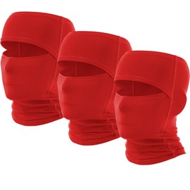 Eurzom 3 Pcs Open Top Balaclava Face Masks Ski Masks Empty Top Full Face Cover Windproof Wicking Summer UV Protection Red