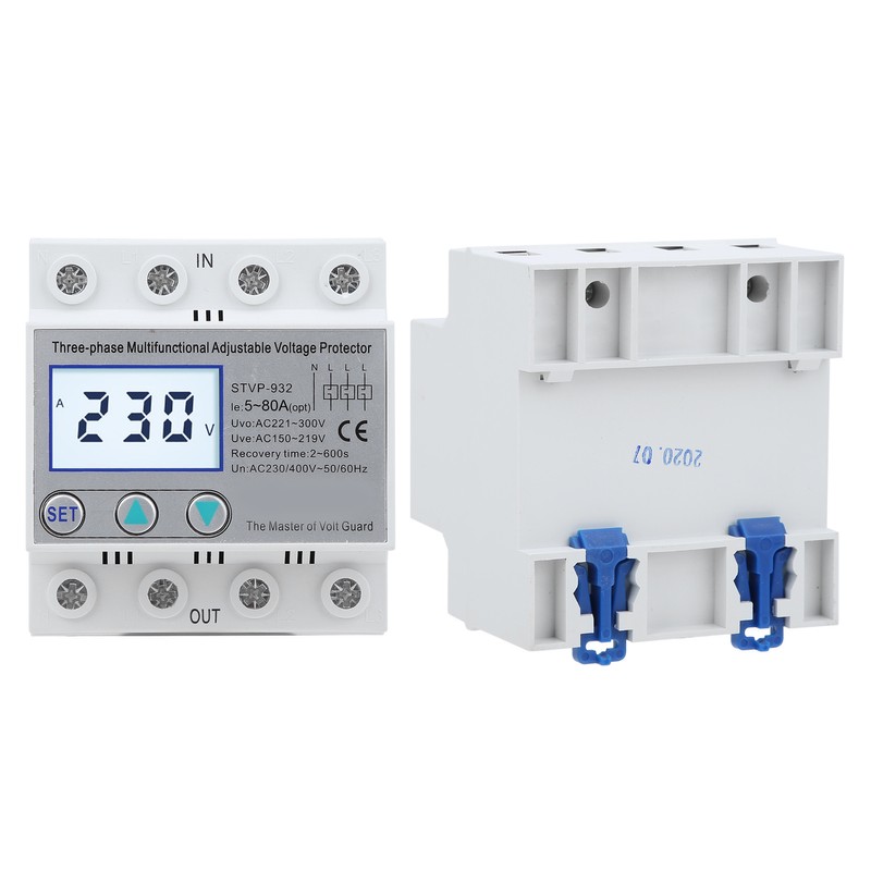 Adjustable Voltage Protector 3-Phase LCD Multifunctional Self-Resetting STVP-932 230v 400VAC(80A