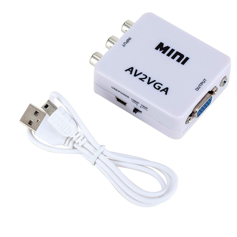 Wscoficey Mini AV2 VGA Video Converter Box AV RCA CVBS