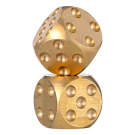 BESPORTBLE Solid Brass Dice Set 2Pcs Heavy Metal Dice for Playing Mahjong and Entertainment Pub Bar Supplies Polished Copper Game Accessories