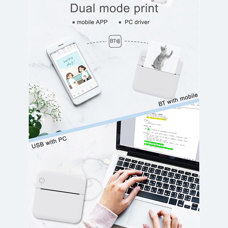 Mini Pocket Thermal Printer Multifunction Portable Sticker Maker 203DPI Instant