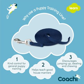 Coachi Puppy Training Line, Toilet Training, Jumping Up, Running Off, Place Avoidance, Chewing, House Manners, Easy to Use, Lightweight Indoor House Lead. Suitable for Puppies & Newly Acquired Dogs