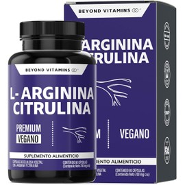 L-Arginina 1000mg + Citrulina + Beta Alanina + Cafeína (de Guaraná) | Aminoácido Esencial + Citrulina como Precursor de Óxido Nítrico - 60 cápsulas
