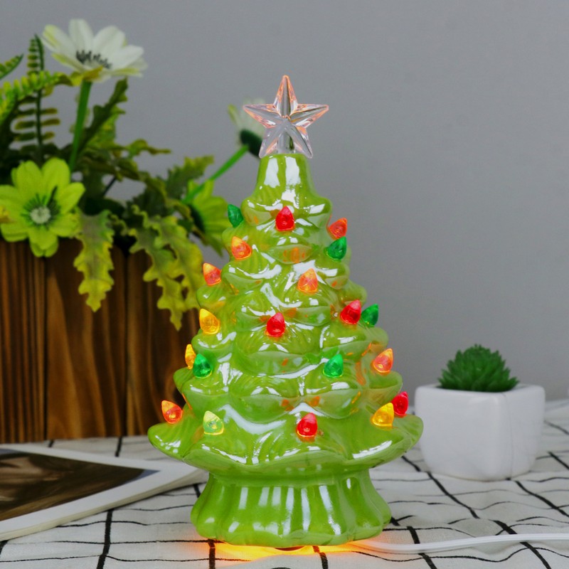 Vintage Green Lighted Ceramic Christmas Tree