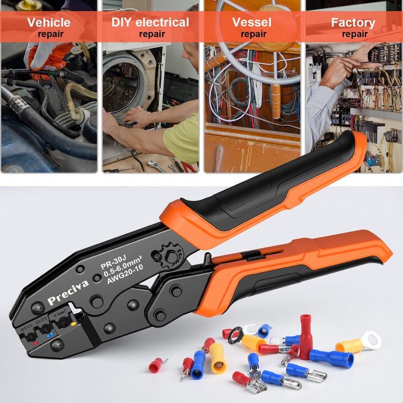 Wire Terminals Crimping Tool Kit with New Handle Design, Preciva