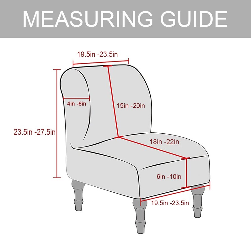 UCCONO Armless Accent Chair Slipcovers, Thick Velvet Slipper Accent Chair