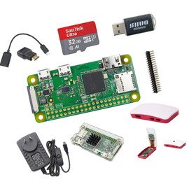 A-DIGISHUO Raspberry Pi Zero W Complete Kit 1GHz 512M wtih 32G SD Card HDMI&mini USB&GPIO Connector with Heat Sink Kit (Raspberry Pi Zero WH 9-in-1 kit)