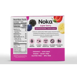 Noka Organic Superfood Fruit Smoothie Pouches – Super Berry (12 Count) | Vegan, Gluten-Free, Dairy-Free, No Added Sugar | Plant Protein & Flax Seed Healthy Snack