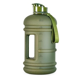 TOOFEEL 2.2 Liters Gym Big Sports Water Bottles for Men - Reusable BPA Free Plastic Clear Water Jug - Unique Water Bottles, Comfurtable to Touch and Easy to Clearn - Matte Olive Water Boottle