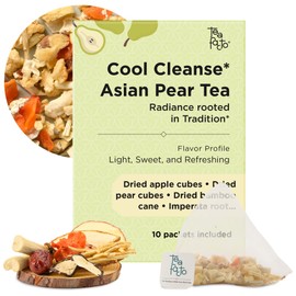 Tea Facto Cool Cleanse* Asian Pear Tea Bags with Dried Pear, Apple, Carrot, Licorice Root, Sugarcane Fiber and Broomgrass Roots - Natural Fibers, Zero Added Sugar, Non-caffinated - 10 Count
