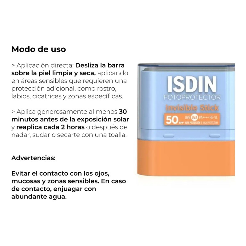 Isdin Fotoprotector En Barra Acabado Invisible Spf 50, 10gr