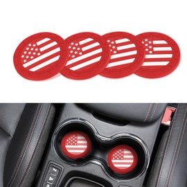 4PCS Car Cup Holder Coasters, Clored American Flag US Flag Insert Car Cup Coaster, 2.75 Inch PVC Anti Slip Shockproof Embedded Drink Mat, Universsal Car Interior Decoration Accessories for SUV, Truck