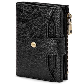 GAEKEAO Small Wallets Woman RFID Blocking Leather Bifold Card Holder Wallets with Removable ID Window Zipper Pocket