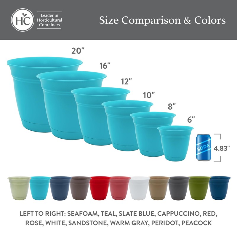 The HC Companies Eclipse Round Planter With Saucer - Outdoor