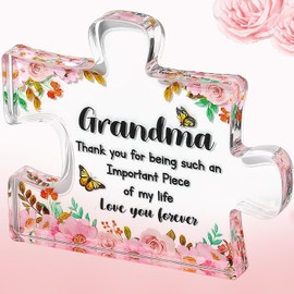 XianNVXI Grandma Plaque - Acrylic Puzzle with Wooden Base, Perfect for Grandma Birthday Gifts