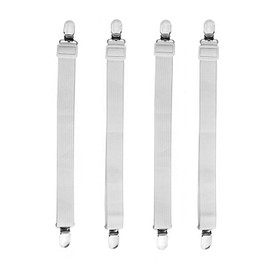 Kimlonton Bed Sheet Clips, Sofa Clips, Anti-Slip Clips, Anti-Slip Elastic Band for Bed & Sofa Corner Fasteners for Futon Sheets, Adjustable Set of 4 (About 130cm) (White)