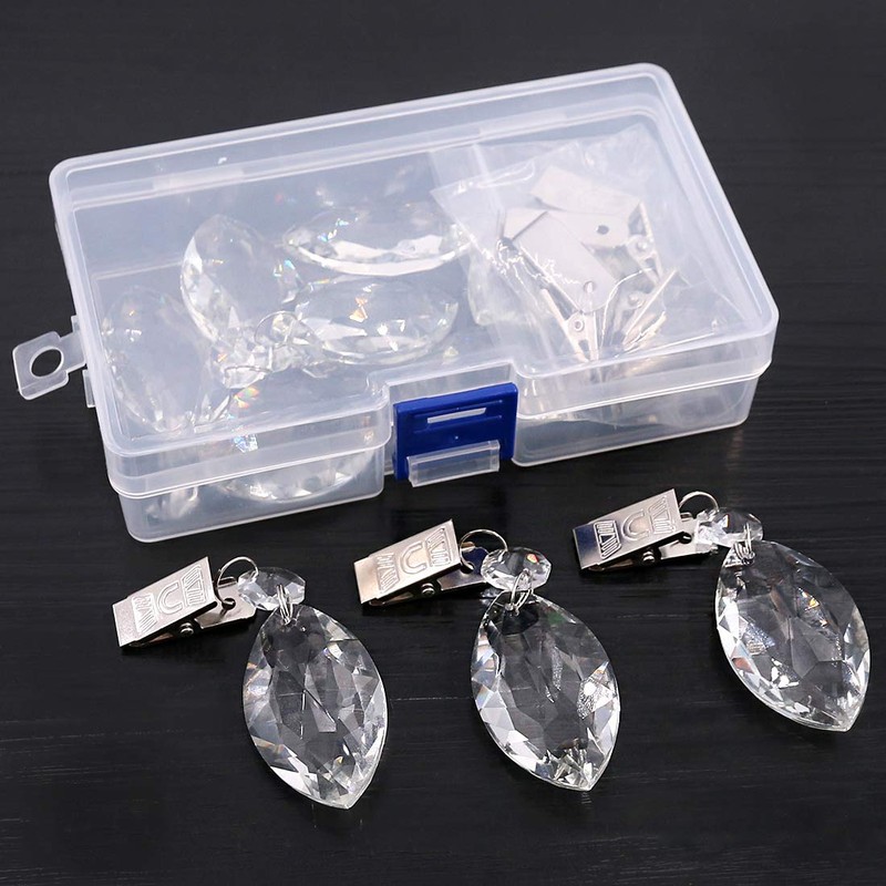 Keadic 10 x Professional Tablecloth Weights Crystal Teardrop Prisms Pendants